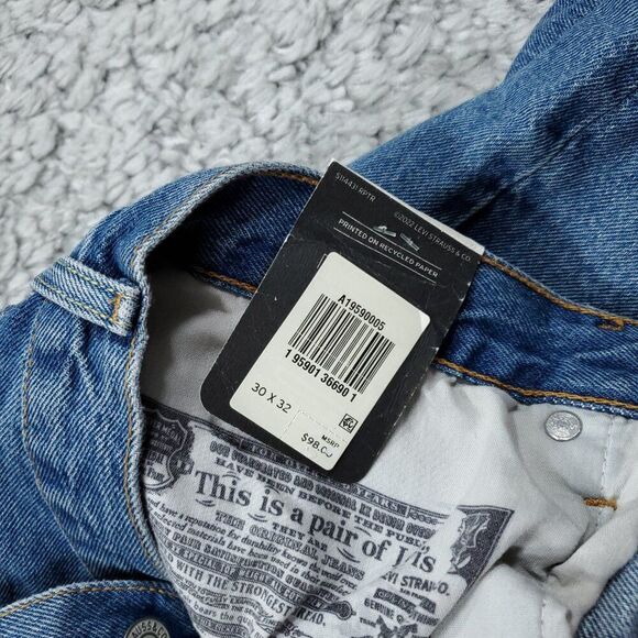 Levi's Premium 501 '90s Straight Baggy Jeans Blue Women's Size 30 x 32 Y2K Loose - Picture 6 of 12